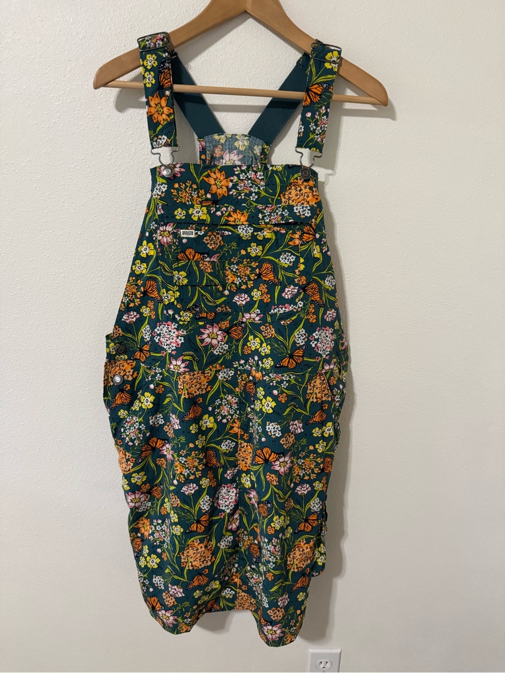 Duluth Trading Heirloom Gardening Overall Dress Green Butterfly Floral 2025-L